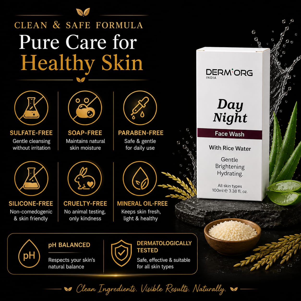 India Day Night Rice Water Face Wash